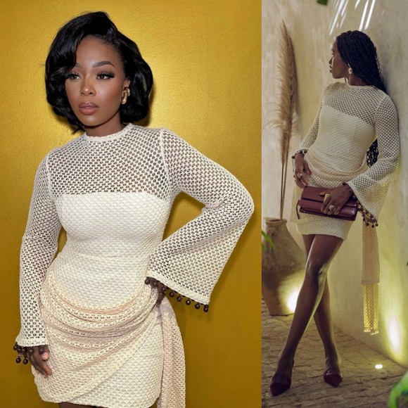 Andrea Iyamah Egu Crochet Mesh Mini Dress NEW with tags - Picture 6 of 10